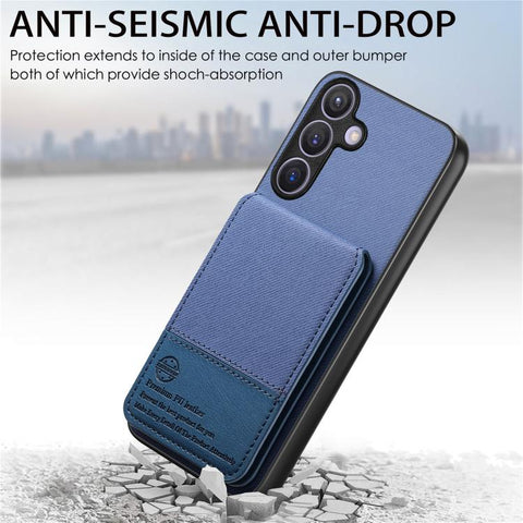 Twill Fabric Leather Vertical Flip RFID Card Bag Phone Case, For Samsung Galaxy A57 5G, For Samsung Galaxy A37 5G, For Samsung Galaxy A56 5G, For Samsung Galaxy A26, For Samsung Galaxy A36, For Samsung Galaxy S25+ 5G