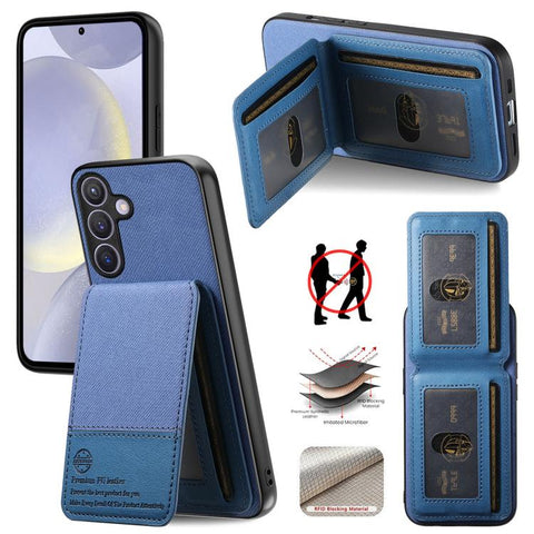 Twill Fabric Leather Vertical Flip RFID Card Bag Phone Case, For Samsung Galaxy A57 5G, For Samsung Galaxy A37 5G, For Samsung Galaxy A56 5G, For Samsung Galaxy A26, For Samsung Galaxy A36, For Samsung Galaxy S25+ 5G
