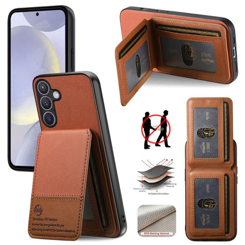 Twill Fabric Leather Vertical Flip RFID Card Bag Phone Case, For Samsung Galaxy A57 5G, For Samsung Galaxy A37 5G, For Samsung Galaxy A56 5G, For Samsung Galaxy A26, For Samsung Galaxy A36, For Samsung Galaxy S25+ 5G