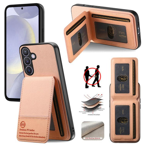 Twill Fabric Leather Vertical Flip RFID Card Bag Phone Case, For Samsung Galaxy A57 5G, For Samsung Galaxy A37 5G, For Samsung Galaxy A56 5G, For Samsung Galaxy A26, For Samsung Galaxy A36, For Samsung Galaxy S25+ 5G