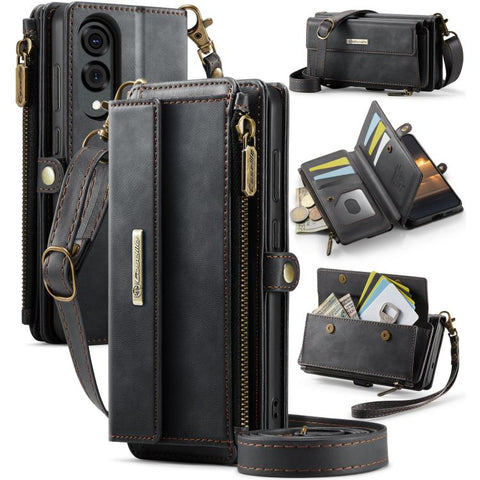 CaseMe C39 RFID Blocking Zipper Wallet Leather Phone Case with Crossbody Strap, For Galaxy S26 FE 5G, For Samsung Galaxy S26+ 5G, For Samsung Galaxy S26 Ultra 5G, For Samsung Galaxy S26 5G, For Samsung Galaxy A57 5G, For Samsung Galaxy S25 FE 5G       ...