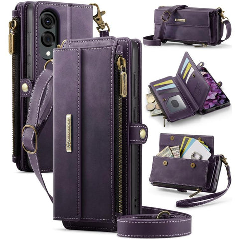 CaseMe C39 RFID Blocking Zipper Wallet Leather Phone Case with Crossbody Strap, For Galaxy S26 FE 5G, For Samsung Galaxy S26+ 5G, For Samsung Galaxy S26 Ultra 5G, For Samsung Galaxy S26 5G, For Samsung Galaxy A57 5G, For Samsung Galaxy S25 FE 5G       ...