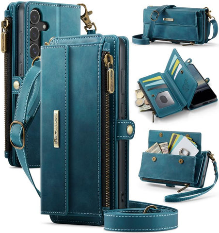 CaseMe C39 RFID Blocking Zipper Wallet Leather Phone Case with Crossbody Strap, For Galaxy S26 FE 5G, For Samsung Galaxy S26+ 5G, For Samsung Galaxy S26 Ultra 5G, For Samsung Galaxy S26 5G, For Samsung Galaxy A57 5G, For Samsung Galaxy S25 FE 5G       ...