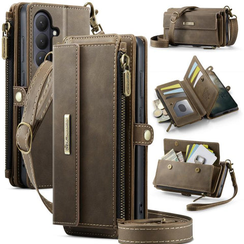 CaseMe C39 RFID Blocking Zipper Wallet Leather Phone Case with Crossbody Strap, For Galaxy S26 FE 5G, For Samsung Galaxy S26+ 5G, For Samsung Galaxy S26 Ultra 5G, For Samsung Galaxy S26 5G, For Samsung Galaxy A57 5G, For Samsung Galaxy S25 FE 5G       ...