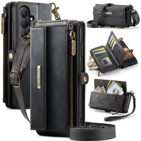 CaseMe C39 RFID Blocking Zipper Wallet Leather Phone Case with Crossbody Strap, For Galaxy S26 FE 5G, For Samsung Galaxy S26+ 5G, For Samsung Galaxy S26 Ultra 5G, For Samsung Galaxy S26 5G, For Samsung Galaxy A57 5G, For Samsung Galaxy S25 FE 5G       ...