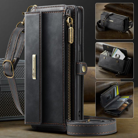 CaseMe C39 RFID Blocking Zipper Wallet Leather Phone Case with Crossbody Strap, For Galaxy S26 FE 5G, For Samsung Galaxy S26+ 5G, For Samsung Galaxy S26 Ultra 5G, For Samsung Galaxy S26 5G, For Samsung Galaxy A57 5G, For Samsung Galaxy S25 FE 5G       ...