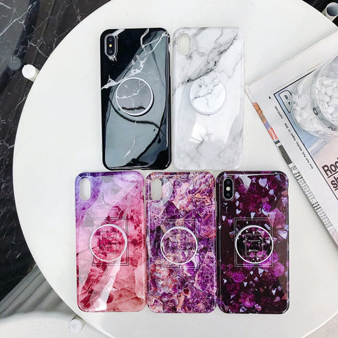 Marble Folding Bracket Anti-drop TPU for iPhone XS MAX Mobile Phone Protection Back Cover, For iPhone XS Max