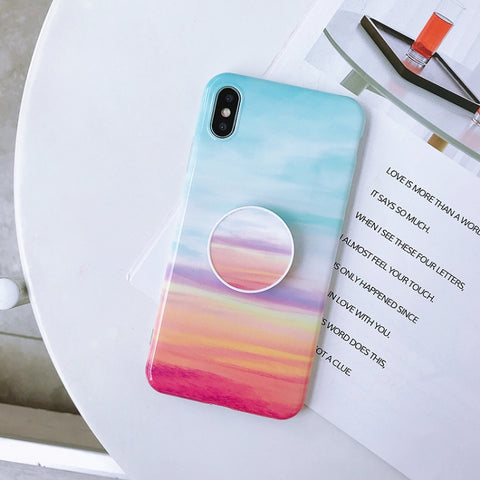 Marble Folding Bracket Anti-drop TPU for iPhone XS MAX Mobile Phone Protection Back Cover, For iPhone XS Max