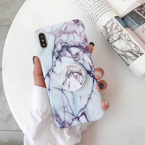 Marble Folding Bracket Anti-drop TPU for iPhone XS MAX Mobile Phone Protection Back Cover, For iPhone XS Max