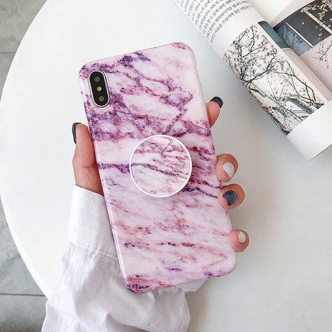 Marble Folding Bracket Anti-drop TPU for iPhone XS MAX Mobile Phone Protection Back Cover, For iPhone XS Max