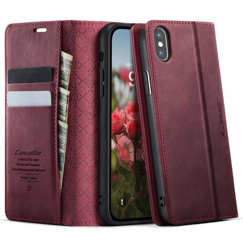 CaseMe 033 Calf Leather Lining Microfibre RFID Blocking Phone Case, For iPhone 18 Pro Max / 17 Pro Max, For iPhone 17e / 16e, For iPhone SE 2022 / 8 / 7, For iPhone 12 / 12 Pro, For iPhone X / XS, For iPhone 7 Plus / 8 Plus