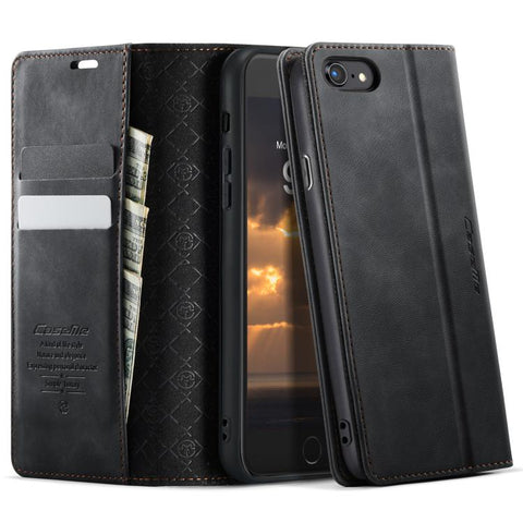 CaseMe 033 Calf Leather Lining Microfibre RFID Blocking Phone Case, For iPhone 18 Pro Max / 17 Pro Max, For iPhone 17e / 16e, For iPhone SE 2022 / 8 / 7, For iPhone 12 / 12 Pro, For iPhone X / XS, For iPhone 7 Plus / 8 Plus