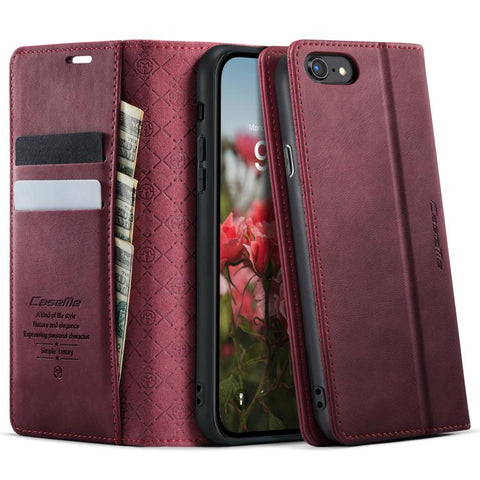 CaseMe 033 Calf Leather Lining Microfibre RFID Blocking Phone Case, For iPhone 18 Pro Max / 17 Pro Max, For iPhone 17e / 16e, For iPhone SE 2022 / 8 / 7, For iPhone 12 / 12 Pro, For iPhone X / XS, For iPhone 7 Plus / 8 Plus