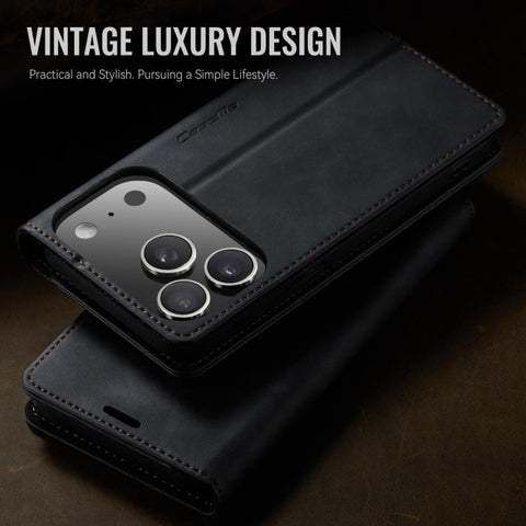 CaseMe 033 Calf Leather Lining Microfibre RFID Blocking Phone Case, For iPhone 18 Pro Max / 17 Pro Max, For iPhone 17e / 16e, For iPhone SE 2022 / 8 / 7, For iPhone 12 / 12 Pro, For iPhone X / XS, For iPhone 7 Plus / 8 Plus