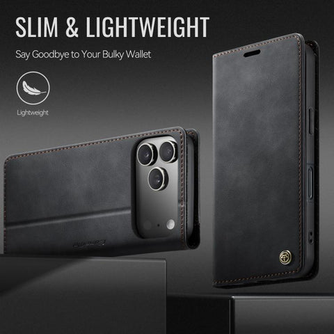 CaseMe 033 Calf Leather Lining Microfibre RFID Blocking Phone Case, For iPhone 18 Pro Max / 17 Pro Max, For iPhone 17e / 16e, For iPhone SE 2022 / 8 / 7, For iPhone 12 / 12 Pro, For iPhone X / XS, For iPhone 7 Plus / 8 Plus