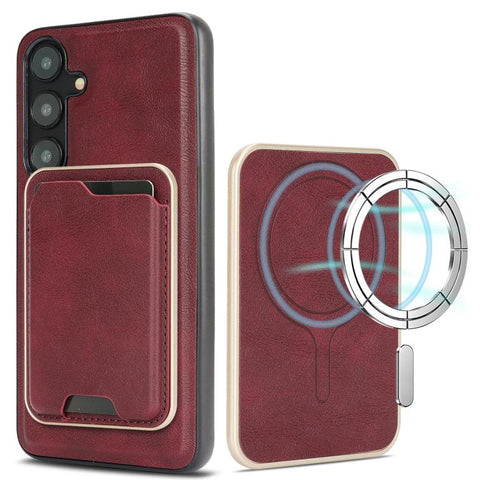 Kalebol Slim MagSafe Ring Magnetic Card Bag Leather Phone Case, For Samsung Galaxy S26 Ultra 5G, For Samsung Galaxy S25 Edge 5G, For Samsung Galaxy S25 5G, For Samsung Galaxy S25+ 5G, For Samsung Galaxy S25 Ultra 5G, For Samsung Galaxy S24 Ultra 5G    ...