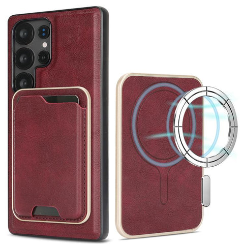 Kalebol Slim MagSafe Ring Magnetic Card Bag Leather Phone Case, For Samsung Galaxy S26 Ultra 5G, For Samsung Galaxy S25 Edge 5G, For Samsung Galaxy S25 5G, For Samsung Galaxy S25+ 5G, For Samsung Galaxy S25 Ultra 5G, For Samsung Galaxy S24 Ultra 5G    ...