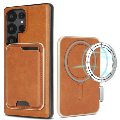 Kalebol Slim MagSafe Ring Magnetic Card Bag Leather Phone Case, For Samsung Galaxy S26 Ultra 5G, For Samsung Galaxy S25 Edge 5G, For Samsung Galaxy S25 5G, For Samsung Galaxy S25+ 5G, For Samsung Galaxy S25 Ultra 5G, For Samsung Galaxy S24 Ultra 5G    ...