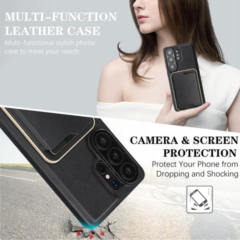 Kalebol Slim MagSafe Ring Magnetic Card Bag Leather Phone Case, For Samsung Galaxy S26 Ultra 5G, For Samsung Galaxy S25 Edge 5G, For Samsung Galaxy S25 5G, For Samsung Galaxy S25+ 5G, For Samsung Galaxy S25 Ultra 5G, For Samsung Galaxy S24 Ultra 5G    ...