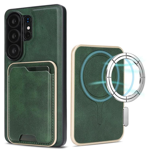 Kalebol Slim MagSafe Ring Magnetic Card Bag Leather Phone Case, For Samsung Galaxy S26 Ultra 5G, For Samsung Galaxy S25 Edge 5G, For Samsung Galaxy S25 5G, For Samsung Galaxy S25+ 5G, For Samsung Galaxy S25 Ultra 5G, For Samsung Galaxy S24 Ultra 5G    ...
