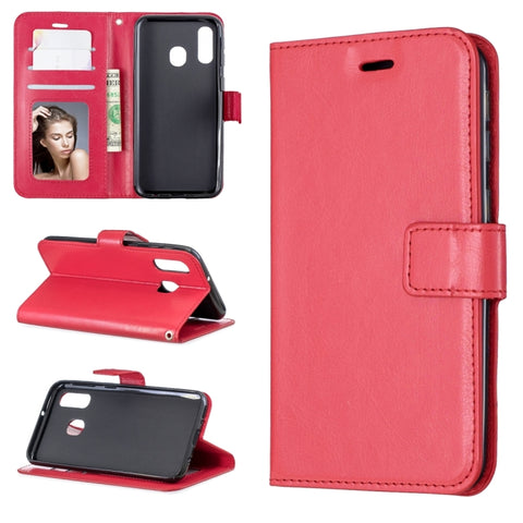 Crazy Horse Texture Horizontal Flip Leather Case with Holder & Card Slots & Wallet & Photo Frame, For Galaxy A20E