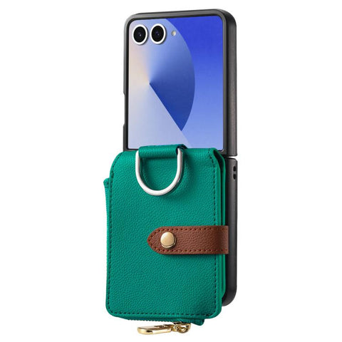 Litchi Texture Ring Vertical Zipper Wallet Phone Case, For Galaxy Z Flip8 5G, For Galaxy Z Flip7 5G