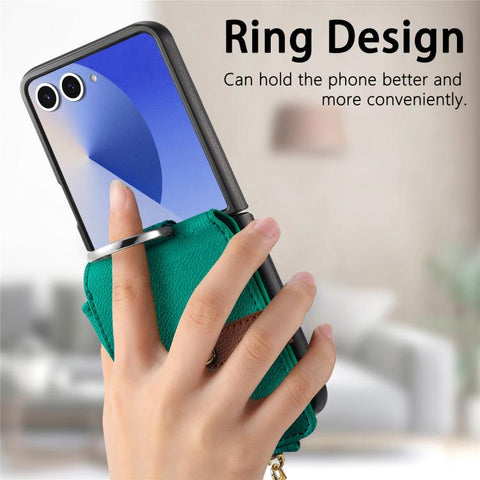 Litchi Texture Ring Vertical Zipper Wallet Phone Case, For Galaxy Z Flip8 5G, For Galaxy Z Flip7 5G
