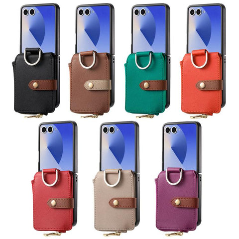 Litchi Texture Ring Vertical Zipper Wallet Phone Case, For Galaxy Z Flip8 5G, For Galaxy Z Flip7 5G