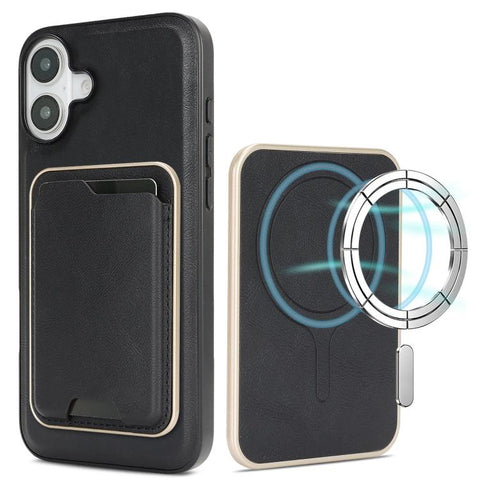 Kalebol Slim MagSafe Ring Magnetic Card Bag Leather Phone Case, For iPhone Duo, For iPhone 18 Pro, For iPhone 18 Pro Max, For iPhone 17 Pro Max, For iPhone 17 Pro, For iPhone 17, For iPhone Air