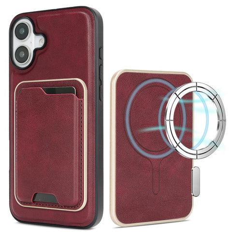 Kalebol Slim MagSafe Ring Magnetic Card Bag Leather Phone Case, For iPhone Duo, For iPhone 18 Pro, For iPhone 18 Pro Max, For iPhone 17 Pro Max, For iPhone 17 Pro, For iPhone 17, For iPhone Air