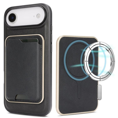 Kalebol Slim MagSafe Ring Magnetic Card Bag Leather Phone Case, For iPhone Duo, For iPhone 18 Pro, For iPhone 18 Pro Max, For iPhone 17 Pro Max, For iPhone 17 Pro, For iPhone 17, For iPhone Air
