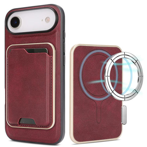 Kalebol Slim MagSafe Ring Magnetic Card Bag Leather Phone Case, For iPhone Duo, For iPhone 18 Pro, For iPhone 18 Pro Max, For iPhone 17 Pro Max, For iPhone 17 Pro, For iPhone 17, For iPhone Air