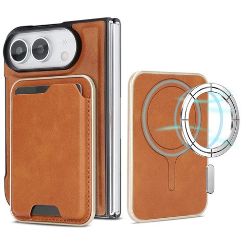 Kalebol Slim MagSafe Ring Magnetic Card Bag Leather Phone Case, For iPhone Duo, For iPhone 18 Pro, For iPhone 18 Pro Max, For iPhone 17 Pro Max, For iPhone 17 Pro, For iPhone 17, For iPhone Air