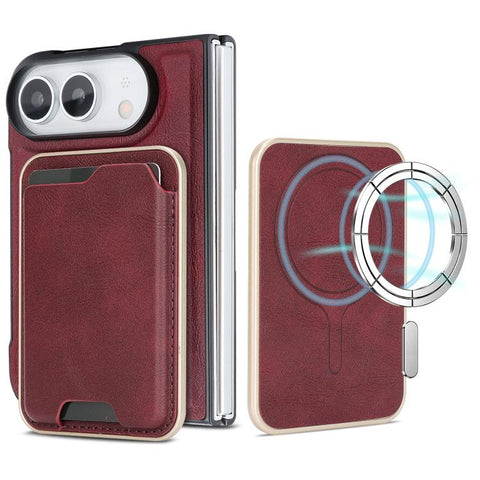 Kalebol Slim MagSafe Ring Magnetic Card Bag Leather Phone Case, For iPhone Duo, For iPhone 18 Pro, For iPhone 18 Pro Max, For iPhone 17 Pro Max, For iPhone 17 Pro, For iPhone 17, For iPhone Air