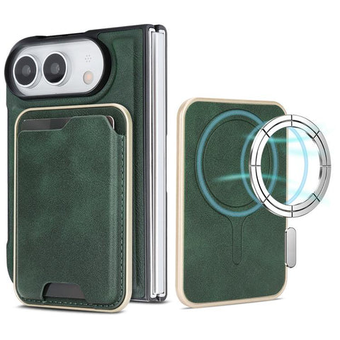Kalebol Slim MagSafe Ring Magnetic Card Bag Leather Phone Case, For iPhone Duo, For iPhone 18 Pro, For iPhone 18 Pro Max, For iPhone 17 Pro Max, For iPhone 17 Pro, For iPhone 17, For iPhone Air