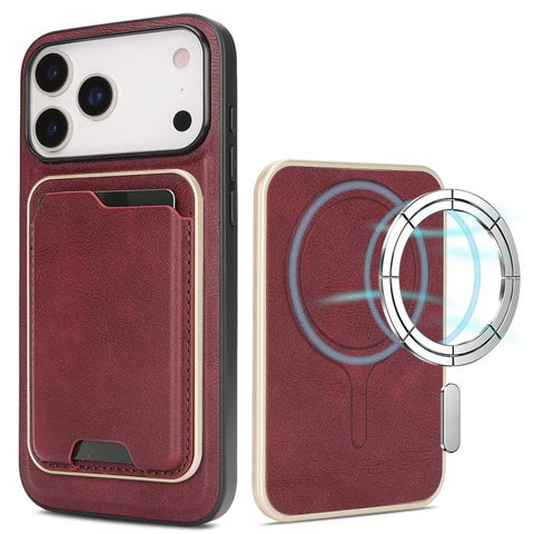 Kalebol Slim MagSafe Ring Magnetic Card Bag Leather Phone Case, For iPhone Duo, For iPhone 18 Pro, For iPhone 18 Pro Max, For iPhone 17 Pro Max, For iPhone 17 Pro, For iPhone 17, For iPhone Air