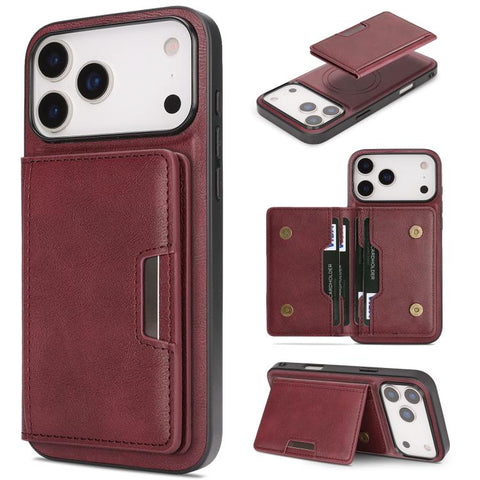 Kalebol Strong MagSafe Magnetic Two-Fold Card Bag Leather Phone Case, For iPhone Duo, For iPhone 18 Pro, For iPhone 18 Pro Max, For iPhone 17 Pro Max, For iPhone 17 Pro, For iPhone 17, For iPhone Air, For iPhone 17e / 16e