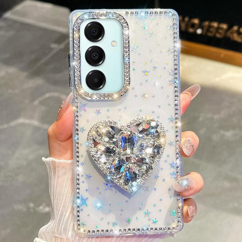 Diamond Glitter Gemstone Heart Holder Phone Case, For Samsung Galaxy S26+ 5G, For Samsung Galaxy S26 Ultra 5G, For Samsung Galaxy S26 5G, For Samsung Galaxy A07 5G, For Samsung Galaxy A17 5G, For Samsung Galaxy A56 5G, For Samsung Galaxy A26 5G        ...