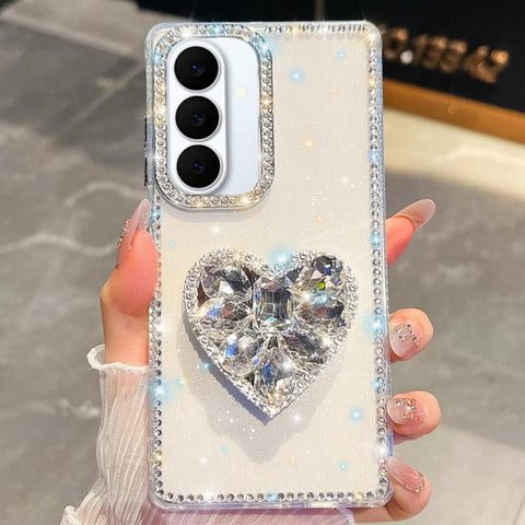 Diamond Glitter Gemstone Heart Holder Phone Case, For Samsung Galaxy S26+ 5G, For Samsung Galaxy S26 Ultra 5G, For Samsung Galaxy S26 5G, For Samsung Galaxy A07 5G, For Samsung Galaxy A17 5G, For Samsung Galaxy A56 5G, For Samsung Galaxy A26 5G        ...