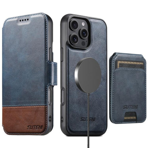 Suteni Q06S2 3-in-1 Detachable Vertical Flip Wallet MagSafe Splicing Leather Phone Case, For iPhone 18, For iPhone 18 Pro, For iPhone 18 Pro Max, For iPhone 17 Pro Max, For iPhone 17 Pro, For iPhone 17, For iPhone Air, For iPhone 16 Pro Max            ...