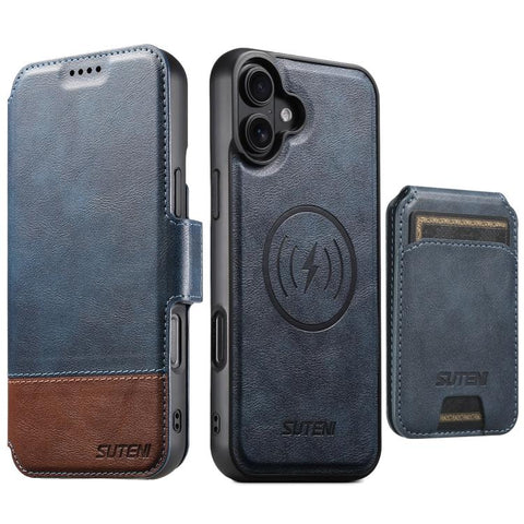 Suteni Q06S2 3-in-1 Detachable Vertical Flip Wallet MagSafe Splicing Leather Phone Case, For iPhone 18, For iPhone 18 Pro, For iPhone 18 Pro Max, For iPhone 17 Pro Max, For iPhone 17 Pro, For iPhone 17, For iPhone Air, For iPhone 16 Pro Max            ...