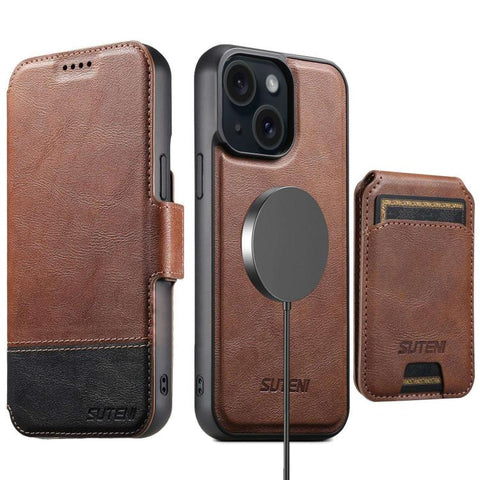 Suteni Q06S2 3-in-1 Detachable Vertical Flip Wallet MagSafe Splicing Leather Phone Case, For iPhone 18, For iPhone 18 Pro, For iPhone 18 Pro Max, For iPhone 17 Pro Max, For iPhone 17 Pro, For iPhone 17, For iPhone Air, For iPhone 16 Pro Max            ...