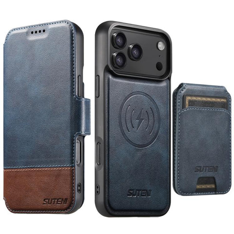 Suteni Q06S2 3-in-1 Detachable Vertical Flip Wallet MagSafe Splicing Leather Phone Case, For iPhone 18, For iPhone 18 Pro, For iPhone 18 Pro Max, For iPhone 17 Pro Max, For iPhone 17 Pro, For iPhone 17, For iPhone Air, For iPhone 16 Pro Max            ...