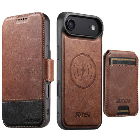Suteni Q06S2 3-in-1 Detachable Vertical Flip Wallet MagSafe Splicing Leather Phone Case, For iPhone 18, For iPhone 18 Pro, For iPhone 18 Pro Max, For iPhone 17 Pro Max, For iPhone 17 Pro, For iPhone 17, For iPhone Air, For iPhone 16 Pro Max            ...