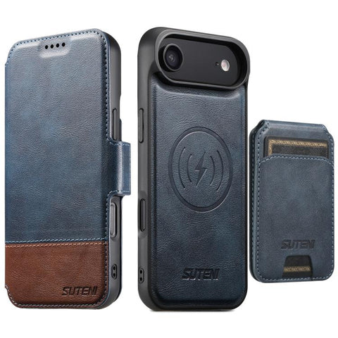 Suteni Q06S2 3-in-1 Detachable Vertical Flip Wallet MagSafe Splicing Leather Phone Case, For iPhone 18, For iPhone 18 Pro, For iPhone 18 Pro Max, For iPhone 17 Pro Max, For iPhone 17 Pro, For iPhone 17, For iPhone Air, For iPhone 16 Pro Max            ...