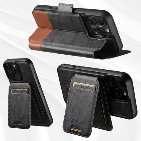 Suteni Q06S2 3-in-1 Detachable Vertical Flip Wallet MagSafe Splicing Leather Phone Case, For iPhone 18, For iPhone 18 Pro, For iPhone 18 Pro Max, For iPhone 17 Pro Max, For iPhone 17 Pro, For iPhone 17, For iPhone Air, For iPhone 16 Pro Max            ...