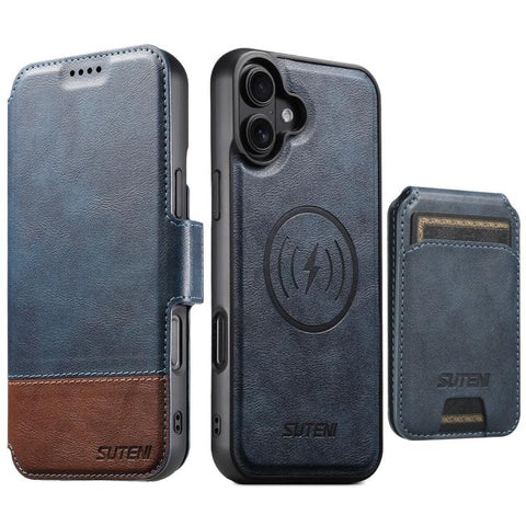Suteni Q06S2 3-in-1 Detachable Vertical Flip Wallet MagSafe Splicing Leather Phone Case, For iPhone 18, For iPhone 18 Pro, For iPhone 18 Pro Max, For iPhone 17 Pro Max, For iPhone 17 Pro, For iPhone 17, For iPhone Air, For iPhone 16 Pro Max            ...