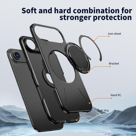 Kalebol Magnetic MagSafe Rotation Holder PC Phone Case, For iPhone Air, For iPhone 16 Pro Max, For iPhone 16 Pro, For iPhone 16 Plus, For iPhone 16, For iPhone 15 Pro Max