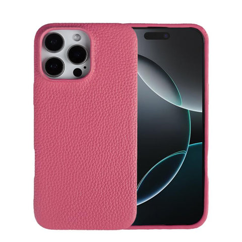 Litchi Texture Genuine Leather MagSafe Back Phone Case, For iPhone 16 Pro Max, For iPhone 16 Pro, For iPhone 15 Pro Max, For iPhone 15 Pro, For iPhone 14 Pro