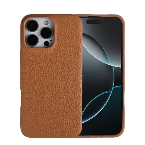 Litchi Texture Genuine Leather MagSafe Back Phone Case, For iPhone 16 Pro Max, For iPhone 16 Pro, For iPhone 15 Pro Max, For iPhone 15 Pro, For iPhone 14 Pro